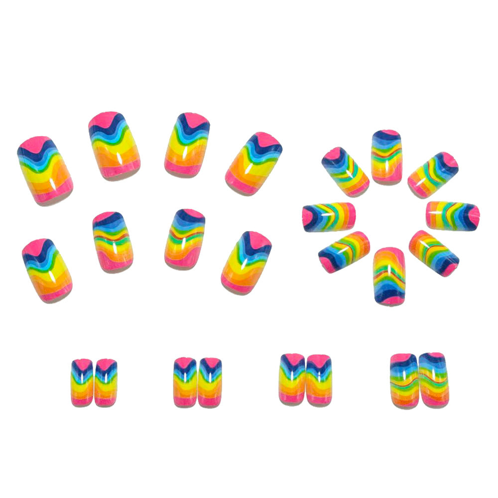 Artificial Nails in Creative Rainbow Design Kalsten