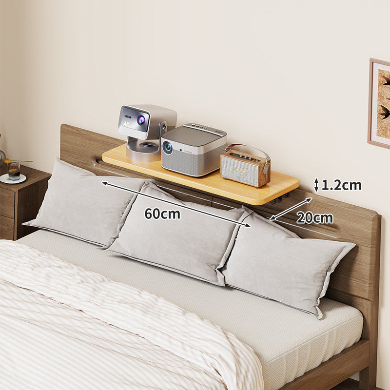 Headboard-Mounted Floating Bedside Shelf for Projectors and Devices