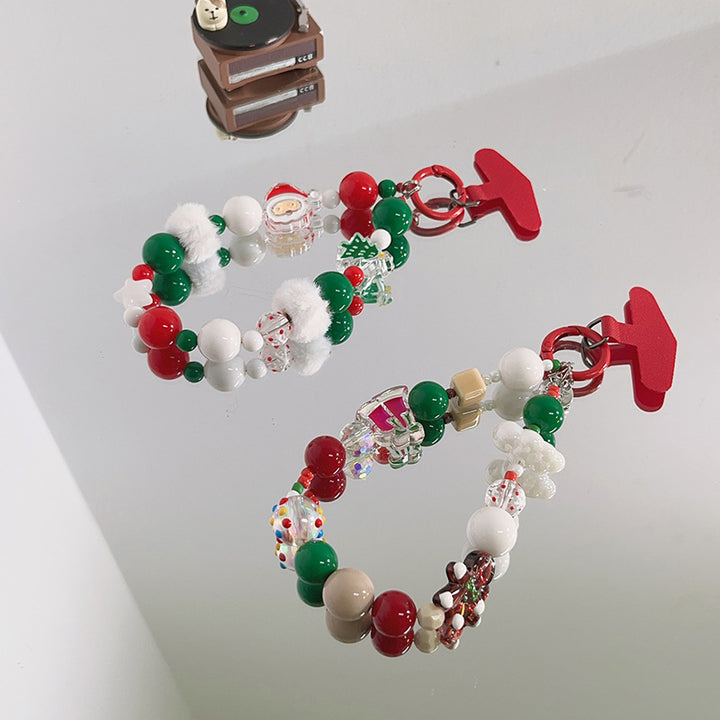 Whimsical Holiday-Themed Beaded Charm Keychain Kalsten