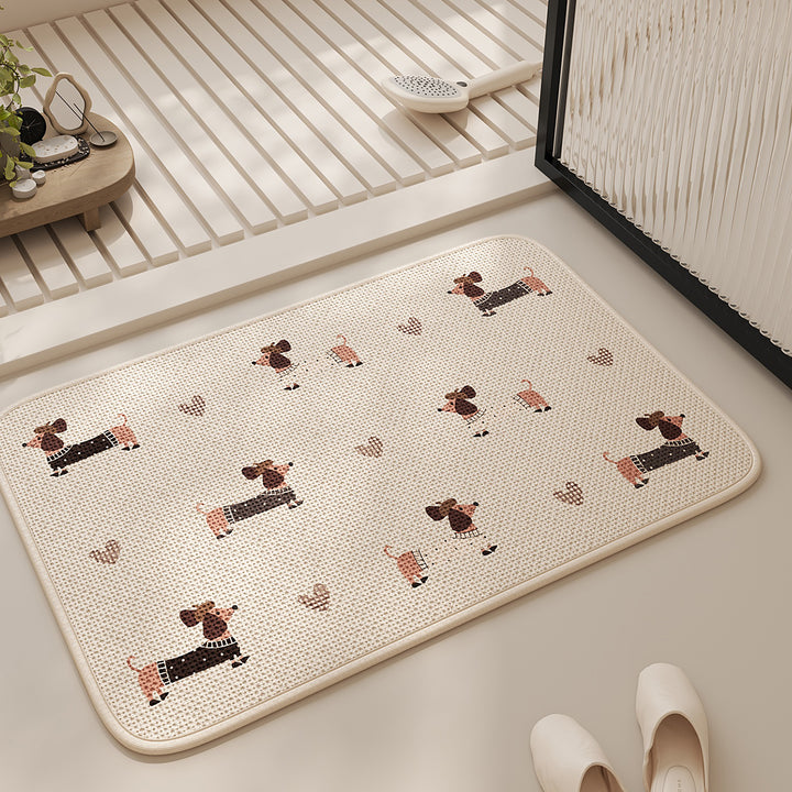 Playful Dachshund-Themed Bath Mat Kalsten