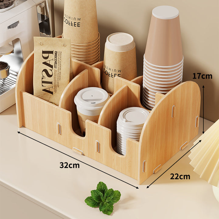 Modular Tiered Countertop Coffee Cup Lid and Straw Organizer