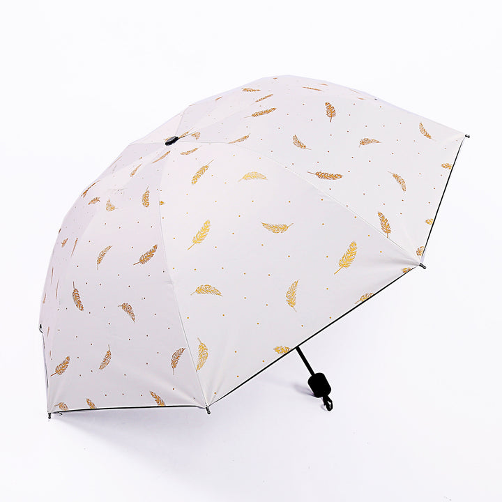 Women's Folding Umbrella with Elegant Feather Design Kalsten
