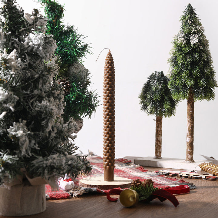 Textured Pinecone-Scale Sculptural Taper Candle