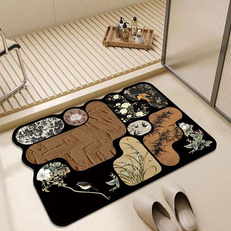 Artistic Floral Pattern Bath Mat Kalsten