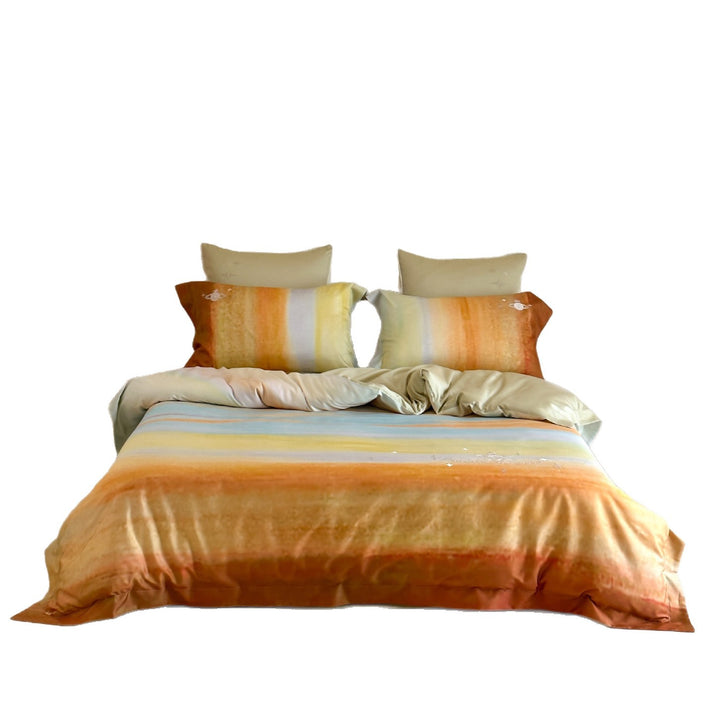 Reversible satin bedding set with delicate planet and star embroidery
