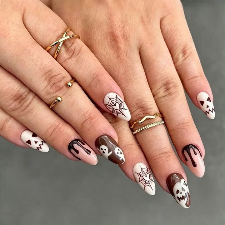 Creative Acrylic Nail Set with Halloween Motifs Kalsten