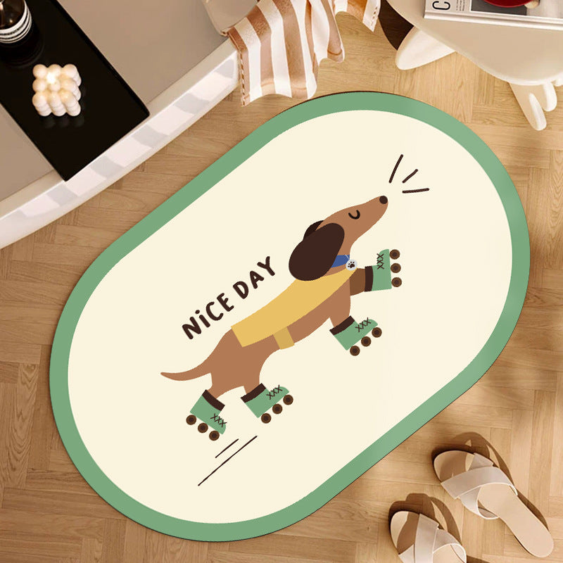 Playful Cartoon Dog-Themed Area Mat