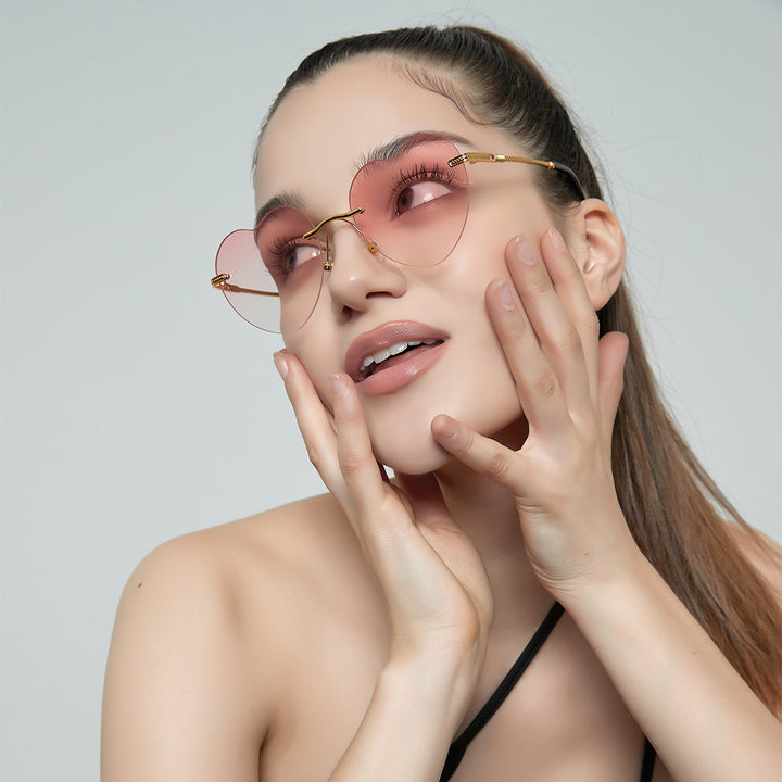 Ladies trendy heart sunglasses with mirrored lenses Kalsten
