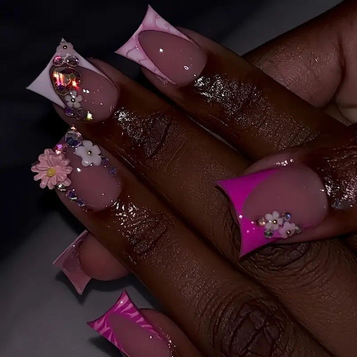 Decorative Floral Acrylic Nail Art Extensions Kalsten