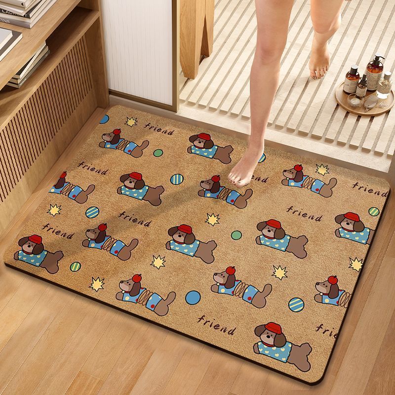 Cartoon Dog-Themed Bath Mat for Bathroom