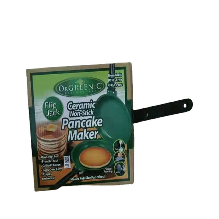 Double-Sided Ceramic Non-Stick Flip Pancake Maker Skillet With Heat-Resistant Handle
