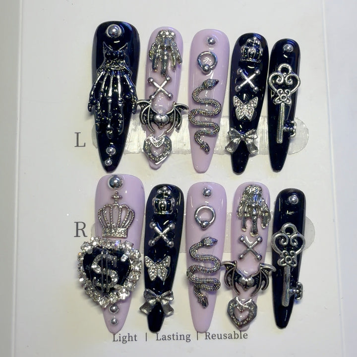 Gothic-Themed Decorative Press-On Nails