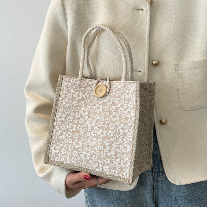 Elegant Floral Patterned Handheld Tote Bag