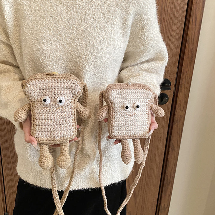 Cute Crochet Toast-Themed Mini Backpack