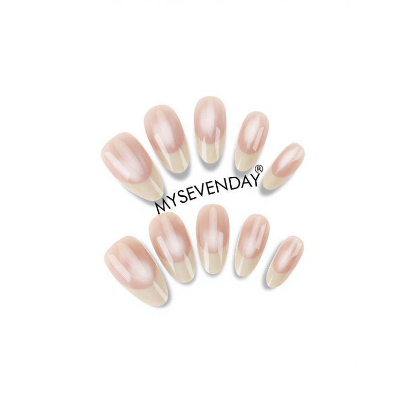 Elegant Press-On Nail Set with French Tip Design Kalsten