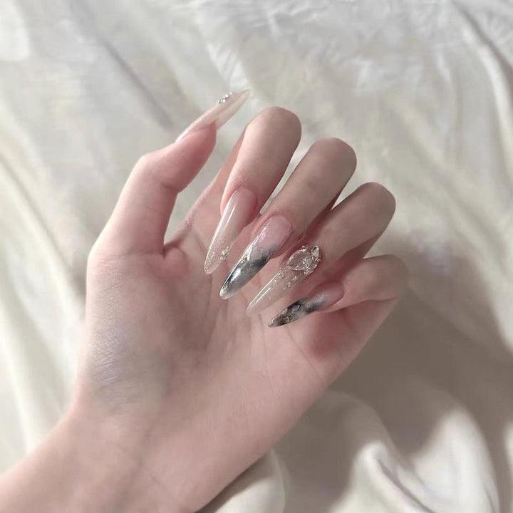 Premium Crystal-Accented Stiletto Nail Enhancements