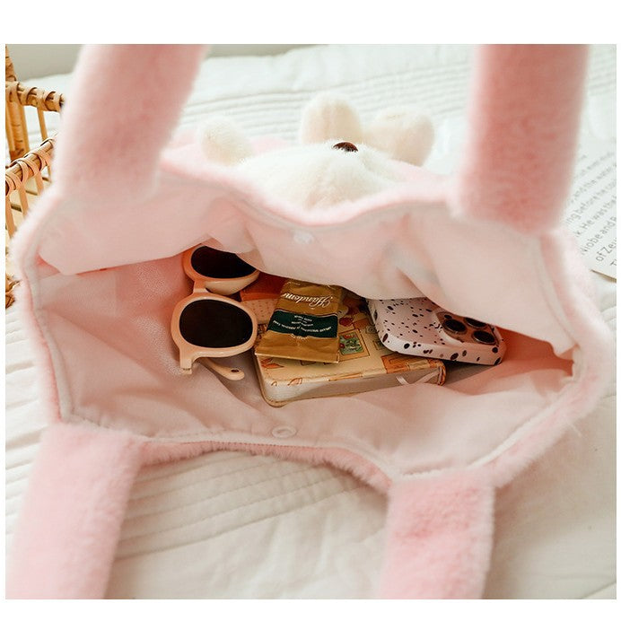 Plush Shoulder Bag with Cute Bear Design Kalsten