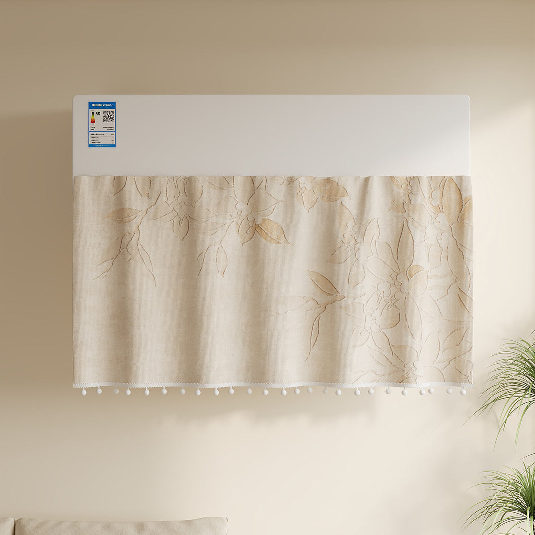 Decorative Air Conditioner Dust Cover with Linen-Texture Fabric and Pom-Pom Trim