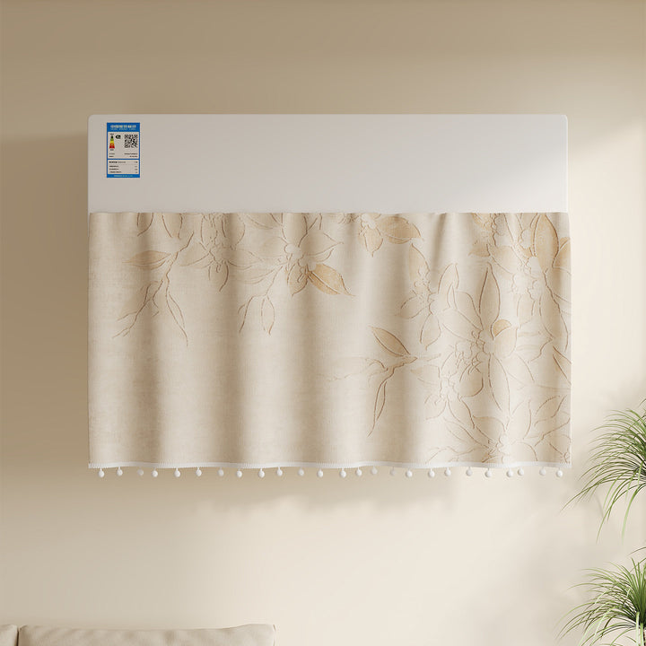 Decorative Air Conditioner Dust Cover with Linen-Texture Fabric and Pom-Pom Trim