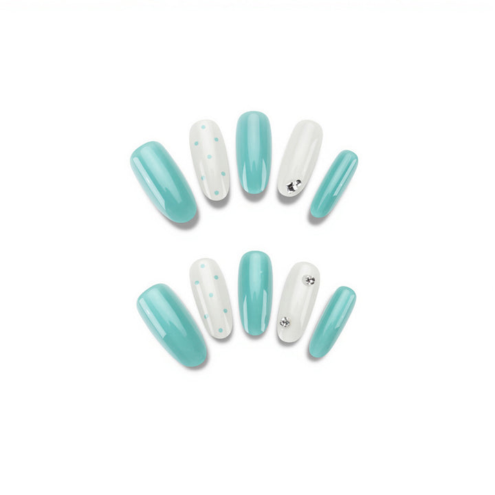Decorative Press-On Nail Set with Crystal Accents Kalsten