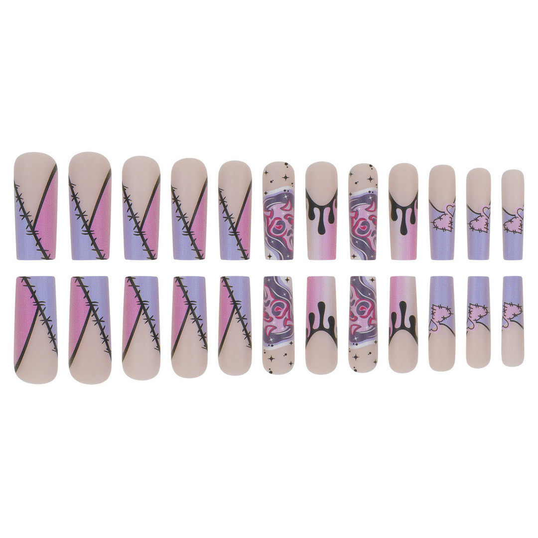 Artistic Stiletto Press-On Nails with Unique Graphic Design Kalsten