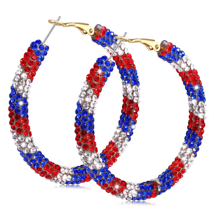 Women's handcrafted crystal pavé hoop earrings with curved tube element and clasp closure Kalsten