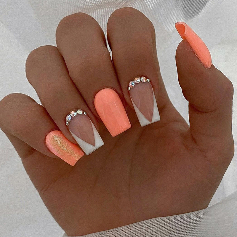 Glamorous Press-On Nail Set with Rhinestone Accents Kalsten