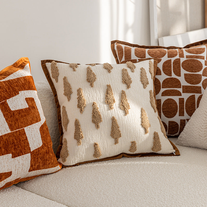 Woven Houndstooth Textured Square Throw Pillow Cover with Piped Edge and Concealed Zipper