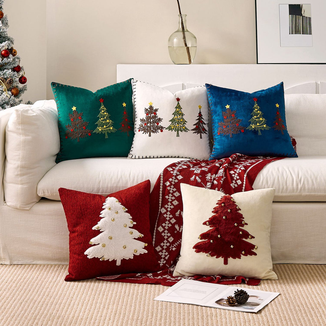 Decorative Holiday Throw Pillow with Deer Silhouette