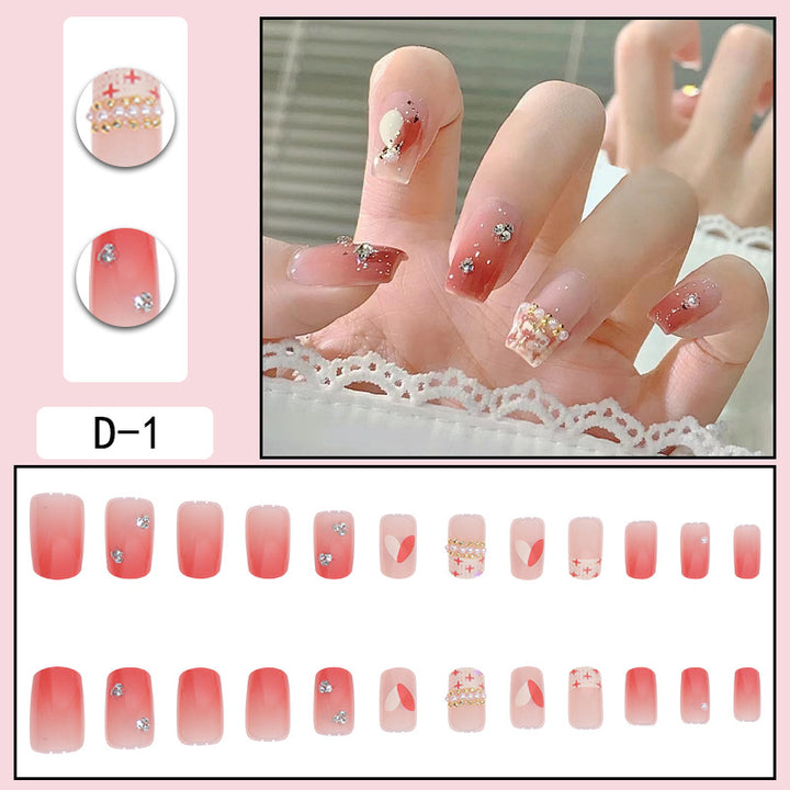 Decorative Press-On Nail Extensions with Gem Accents Kalsten
