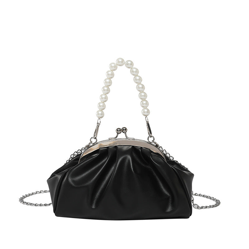 Elegant Clutch Handbag with Pearl Chain Kalsten