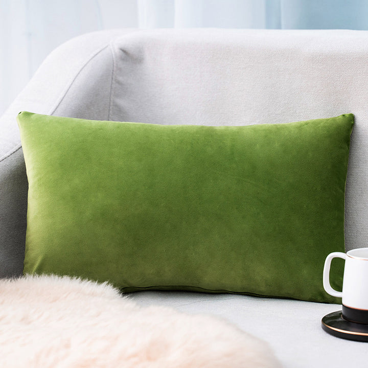 Plush Velvet Lumbar Pillow Cover with Hidden Zipper and Removable Insert Support