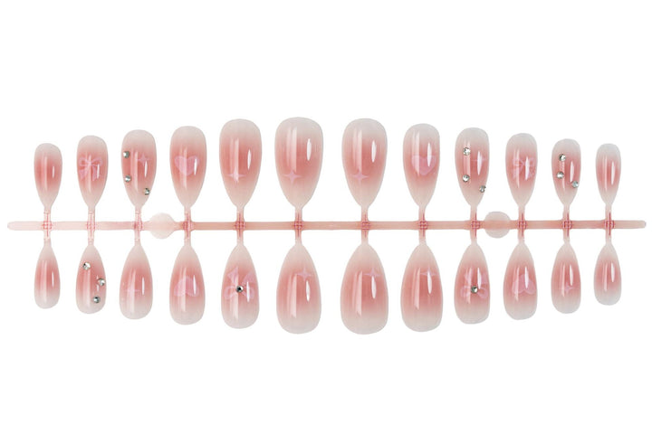 Artificial nail set with romantic heart and bow motifs Kalsten