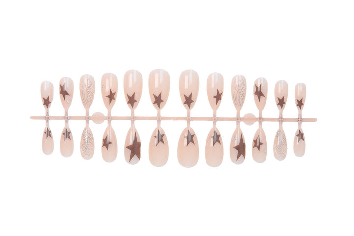 Artificial nail set with elegant star motifs and glitter accents Kalsten