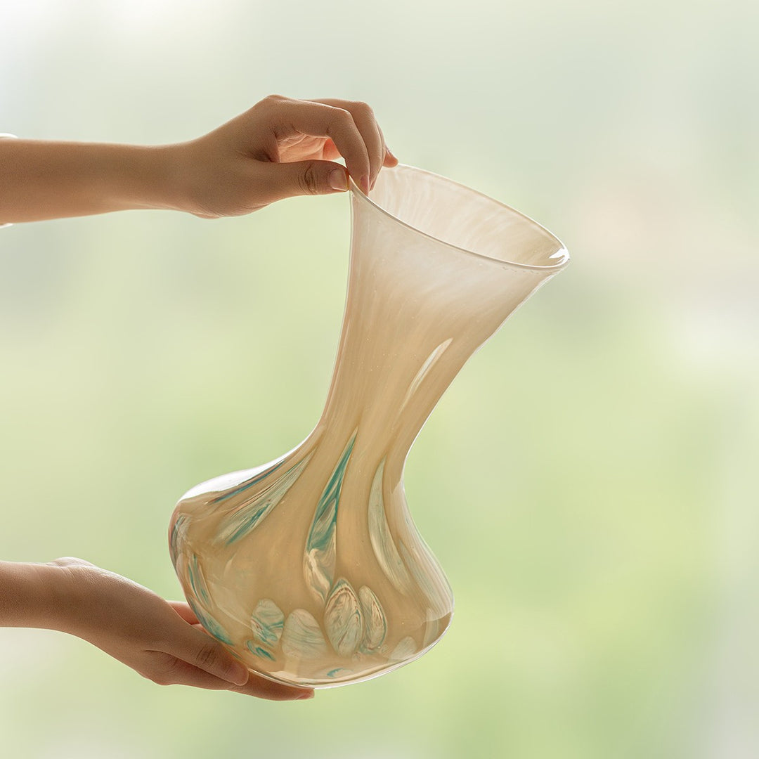 Contemporary Blown-Glass Hourglass Accent Vase Kalsten