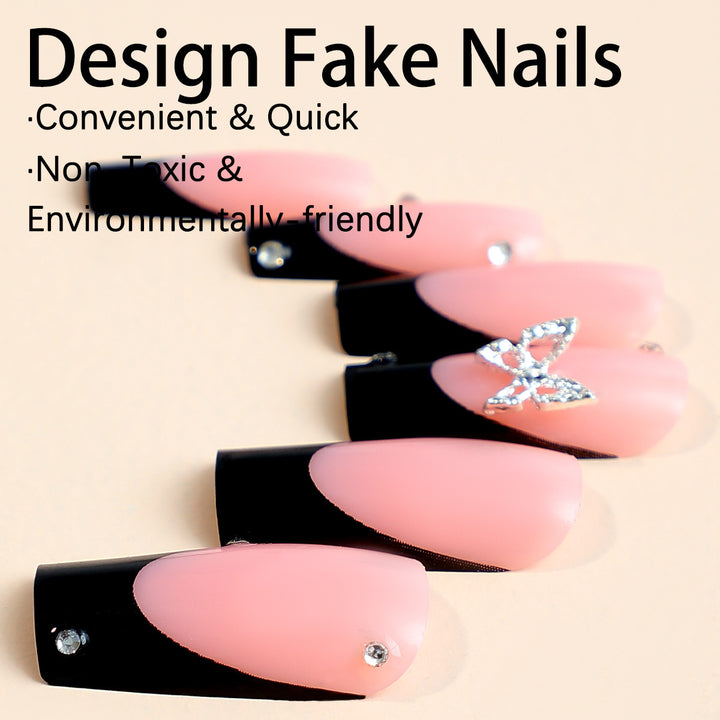 Acrylic nail set with elegant accents and glittering details Kalsten