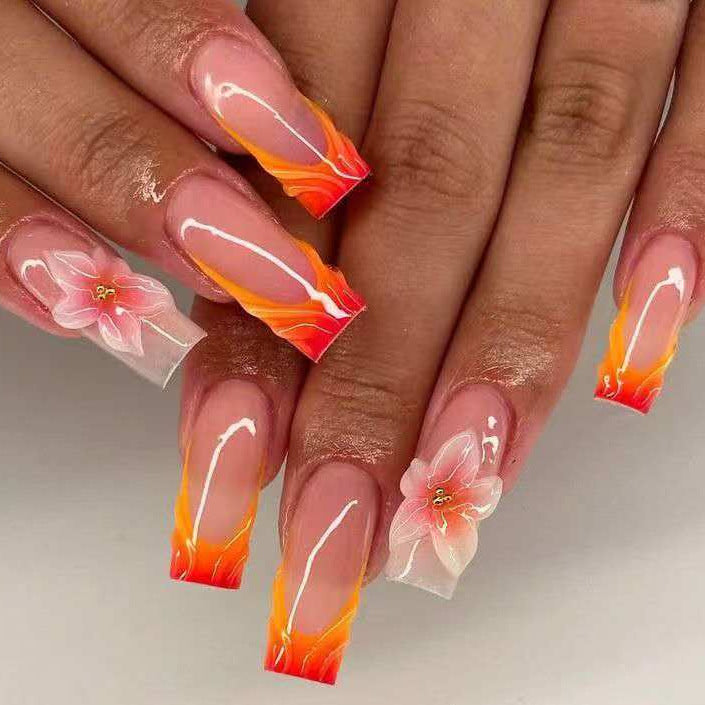 Artistic Floral Press-On Nail Enhancements