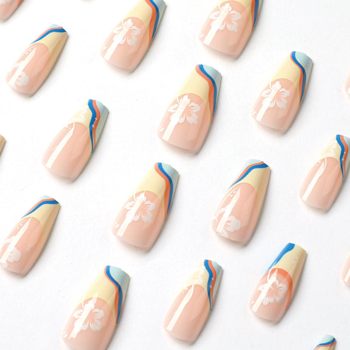 Artistic nail art with floral accents and creative color layers Kalsten