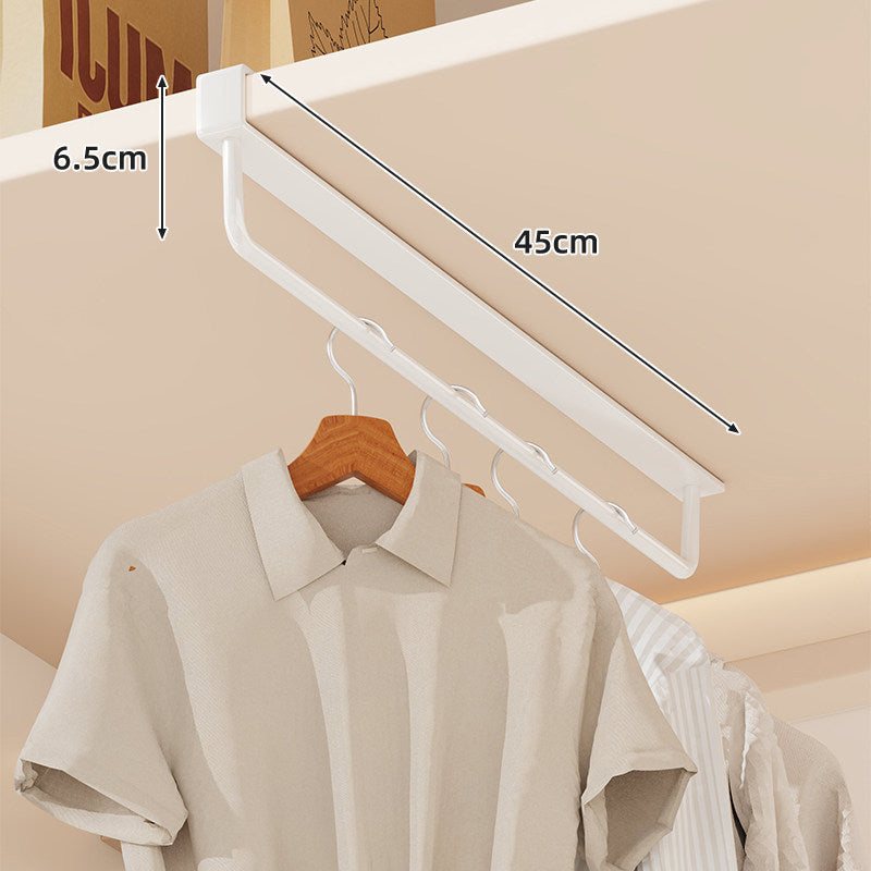 Under-Shelf Slide-Out Multi-Hook Garment Hanging Rail