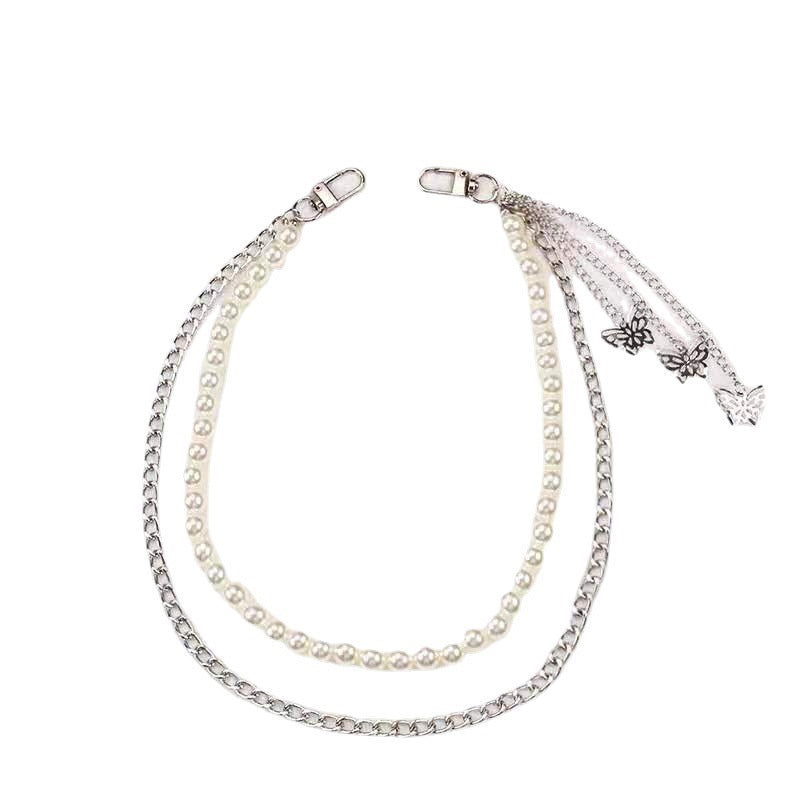 Fashionable belt with pearl and chain pendants Kalsten