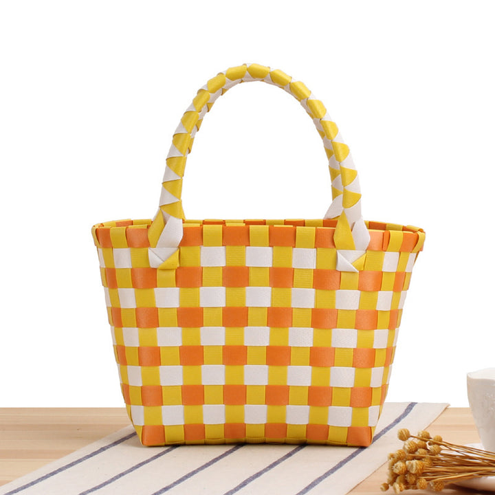 Handbag made of woven material with a stylish check pattern Kalsten