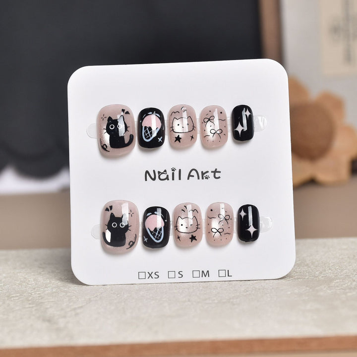 Decorative Press-On Nail Extensions with Floral Accents Kalsten