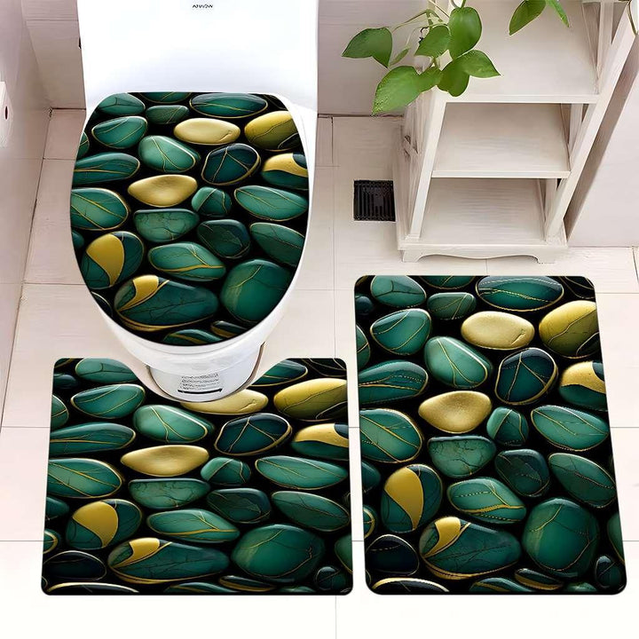 Decorative Pebble Bathroom Mat Set Kalsten