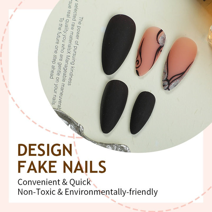 Creative nail art set with exquisite marbled designs and elegant accents Kalsten
