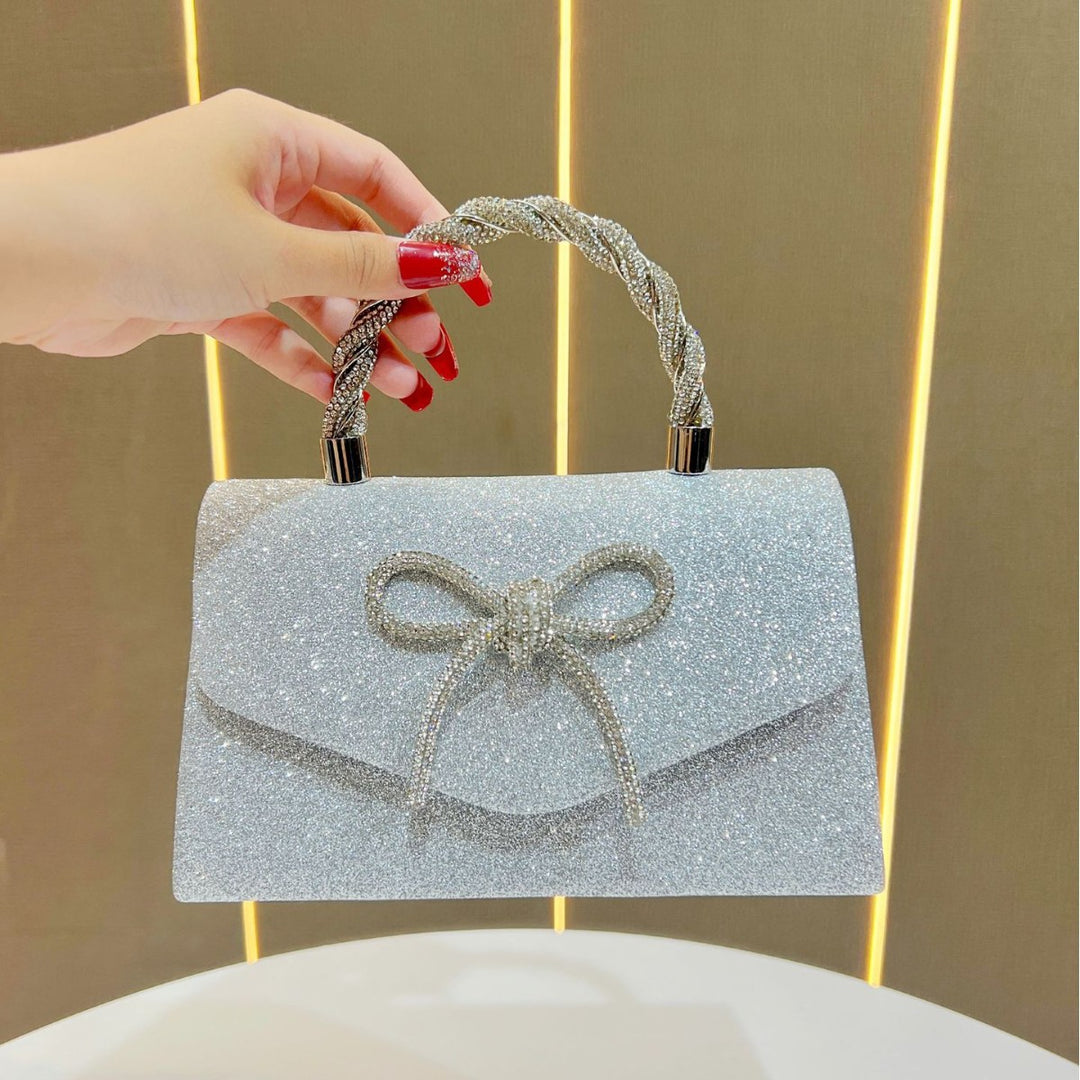 Sparkling Bow-Detail Evening Handbag