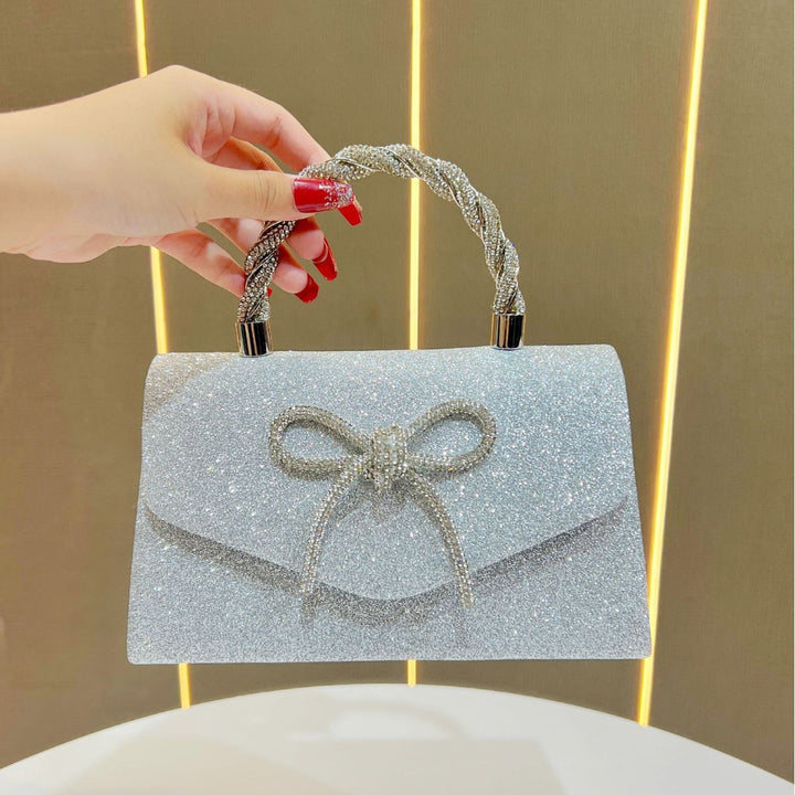 Sparkling Bow-Detail Evening Handbag