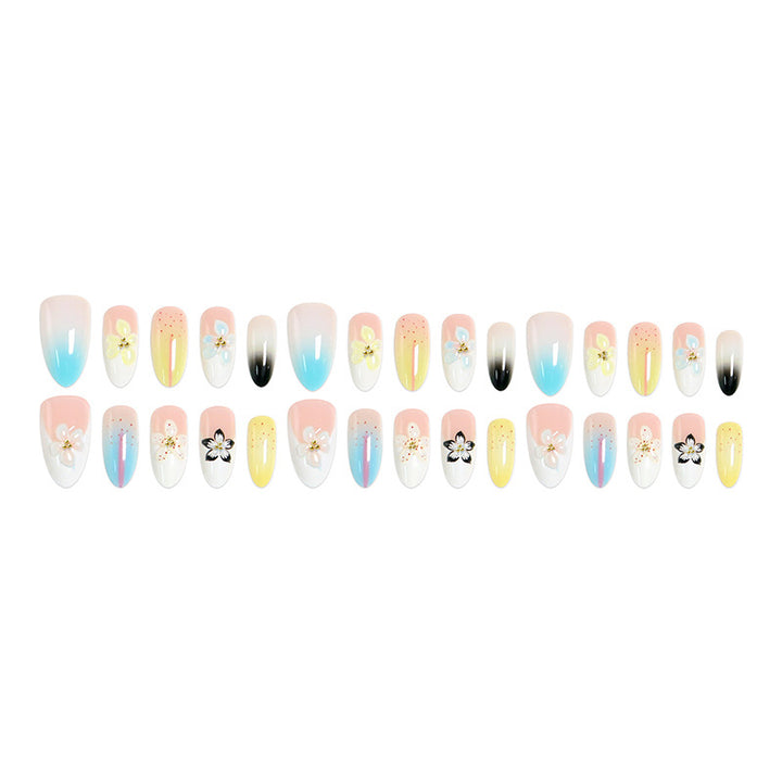 Artificial nail set with floral and glittering decorations Kalsten