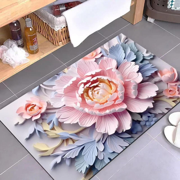 Luxurious Floral Design Bath Mat