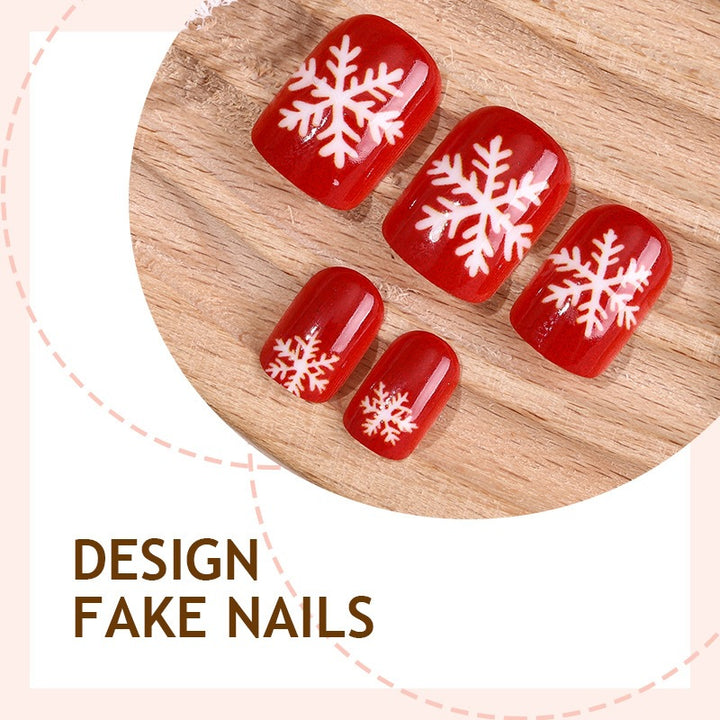 Festive artificial nails with winter snowflake patterns Kalsten