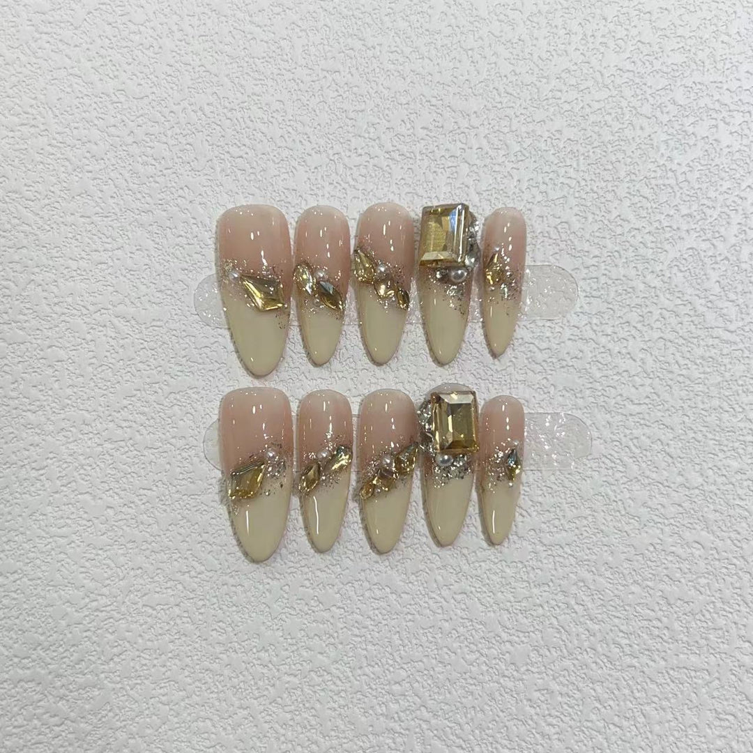 Glamorous Stiletto Press-On Nail Set with Metallic Accents Kalsten